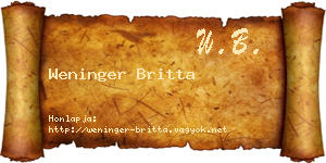 Weninger Britta névjegykártya